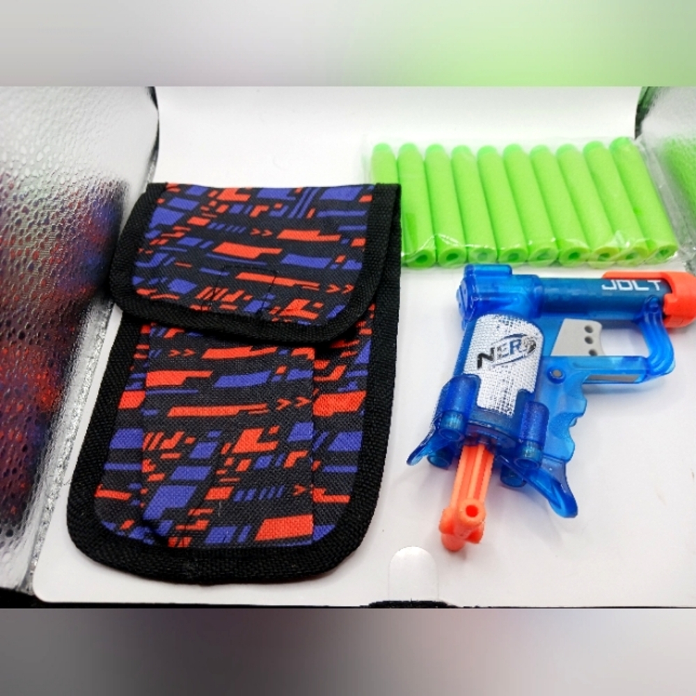 NERF Jolt  Single Shot Foam Toy Shooter + 11 Extra Darts +Belt Pouch